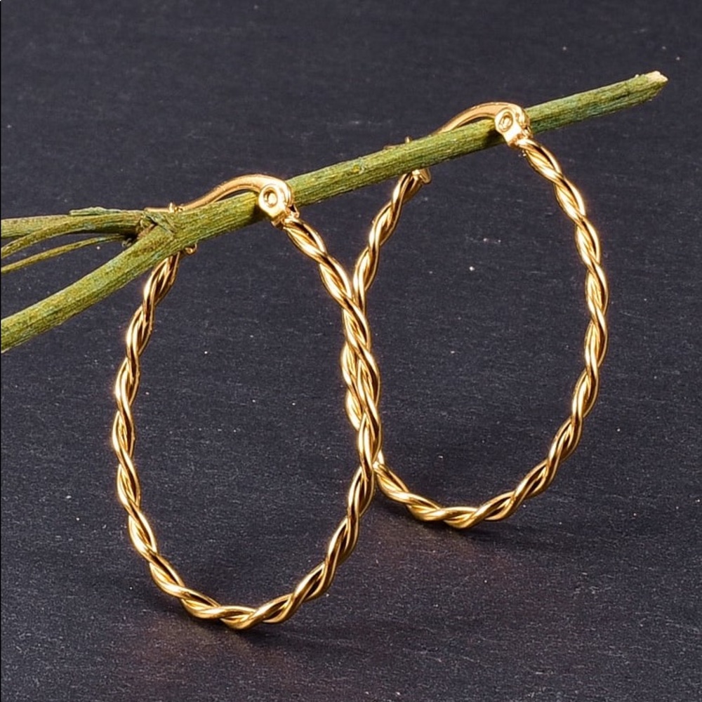 Titanium Hemp Rope Hoop Earrings - Picture 2 of 3
